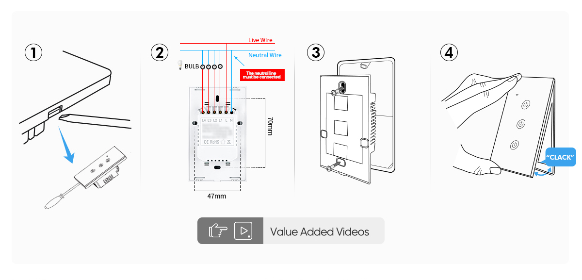 US/AU ZigBee Light Touch Switch With Neutral Wire Mday